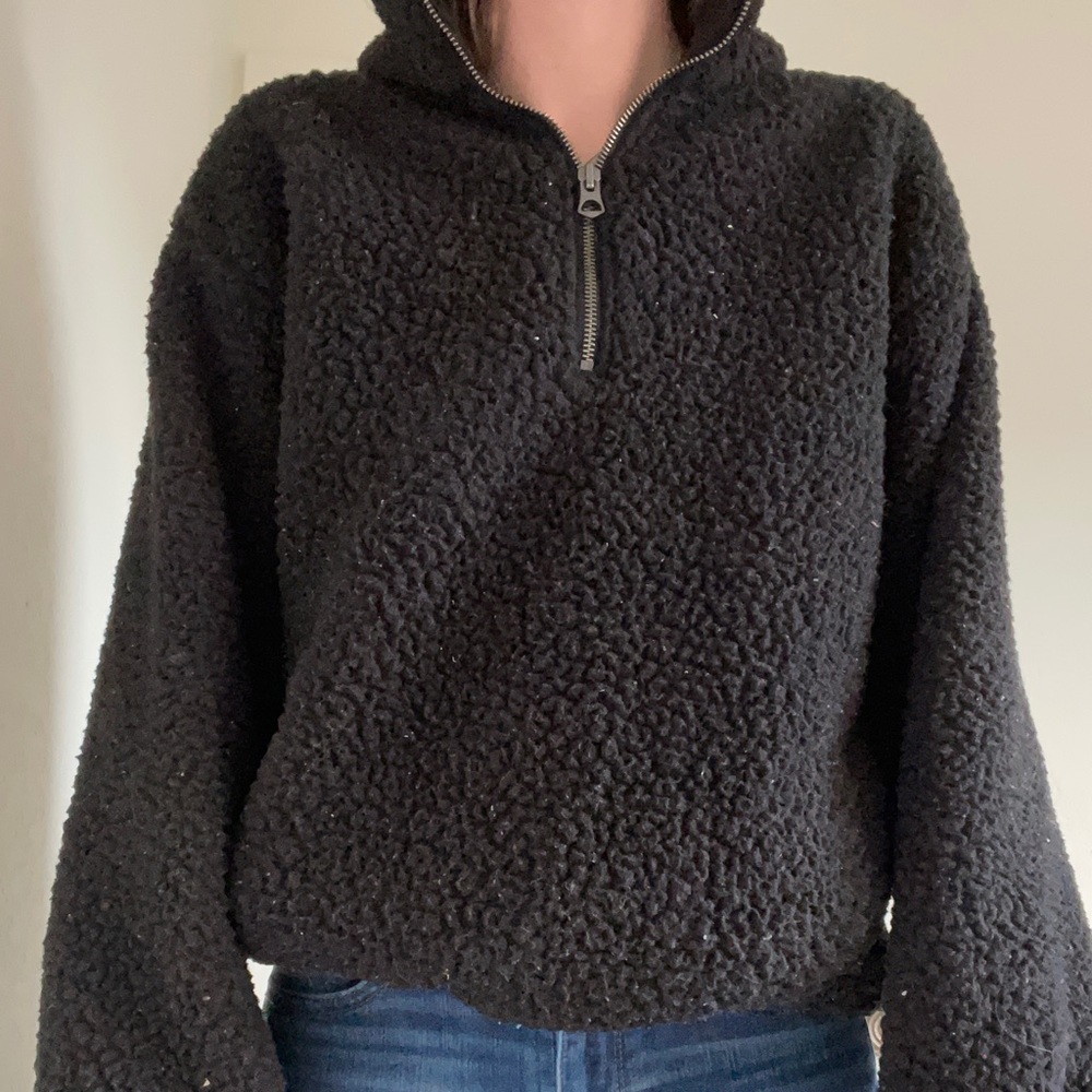 Aerie Black Sherpa Pullover